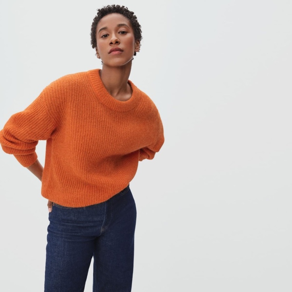 Everlane Cozy Alpaca Crew in Orange Sz MEDIUM